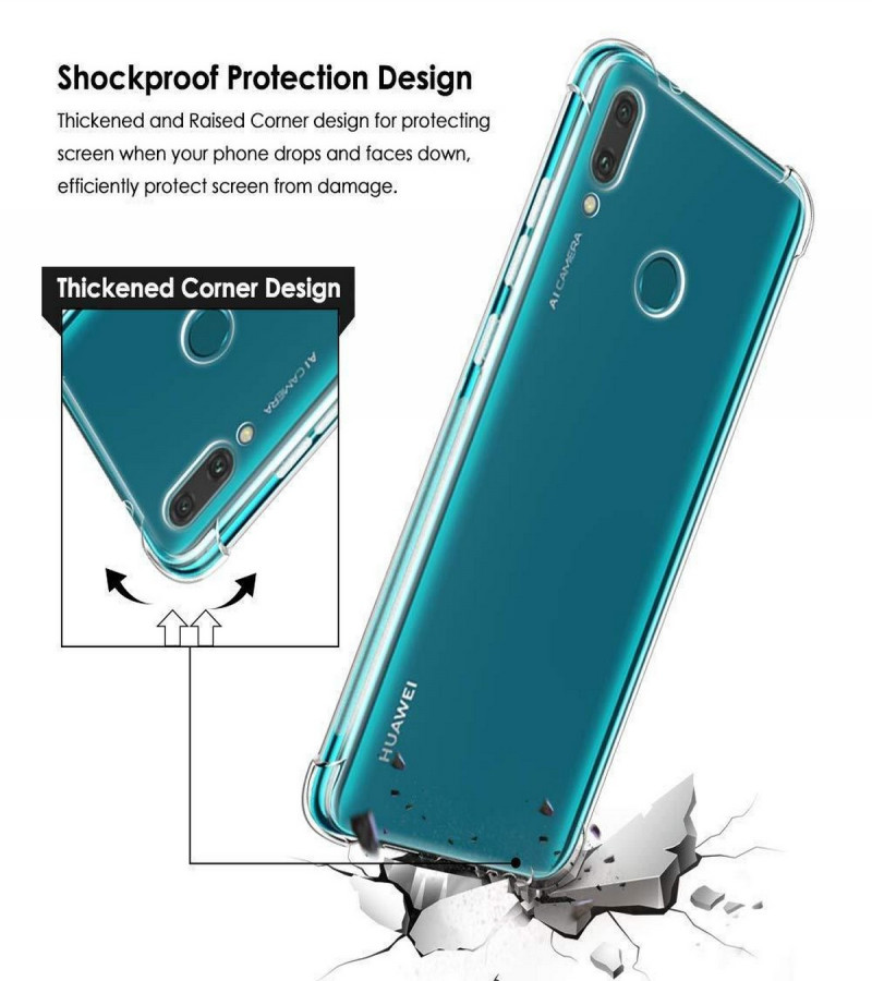 Huawei Y9 (2019) Back Cover Transparent Extra Bumper Anti Shock Soft Clear Case Huawei Y9 (2019)