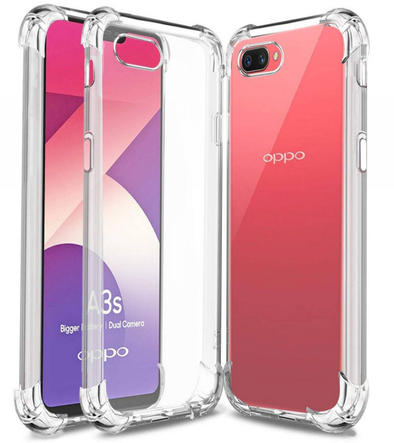 OPPO A3s Back Cover Transparent Extra Bumper Anti Shock Soft Crystal Clear Case OPPO A3s