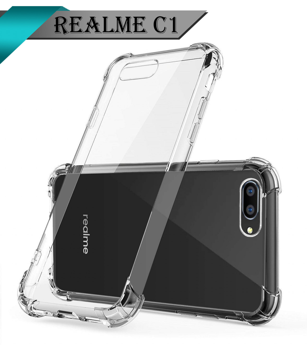 Realme C1 Back Cover Transparent Extra Bumper Anti Shock Soft Clear Case Realme C1