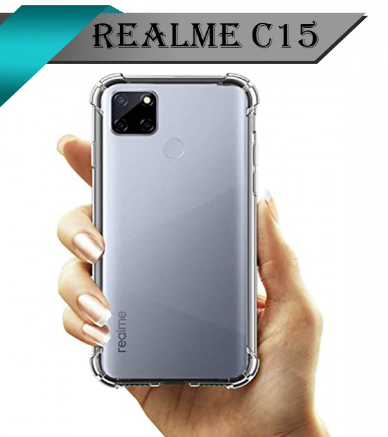 Realme C15 Back Cover Transparent Extra Bumper Anti Shock Soft Clear Case Realme C15