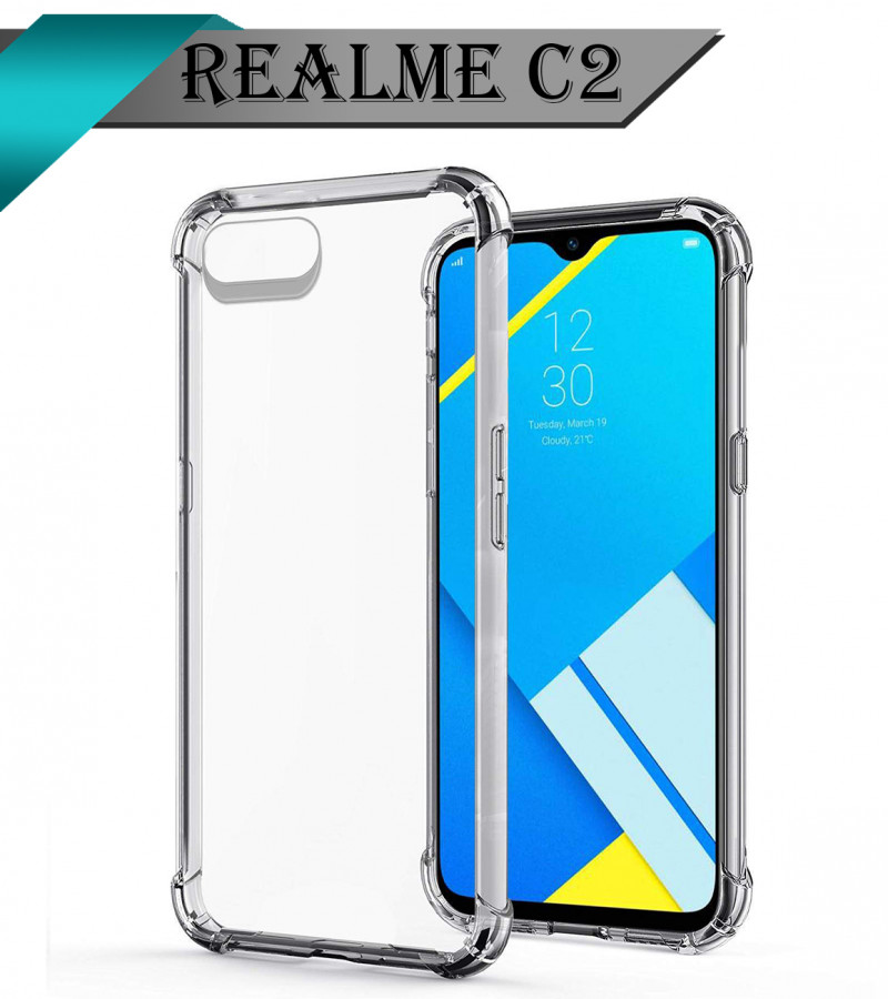 Realme C2 Back Cover Transparent Extra Bumper Anti Shock Soft Clear Case Realme C2