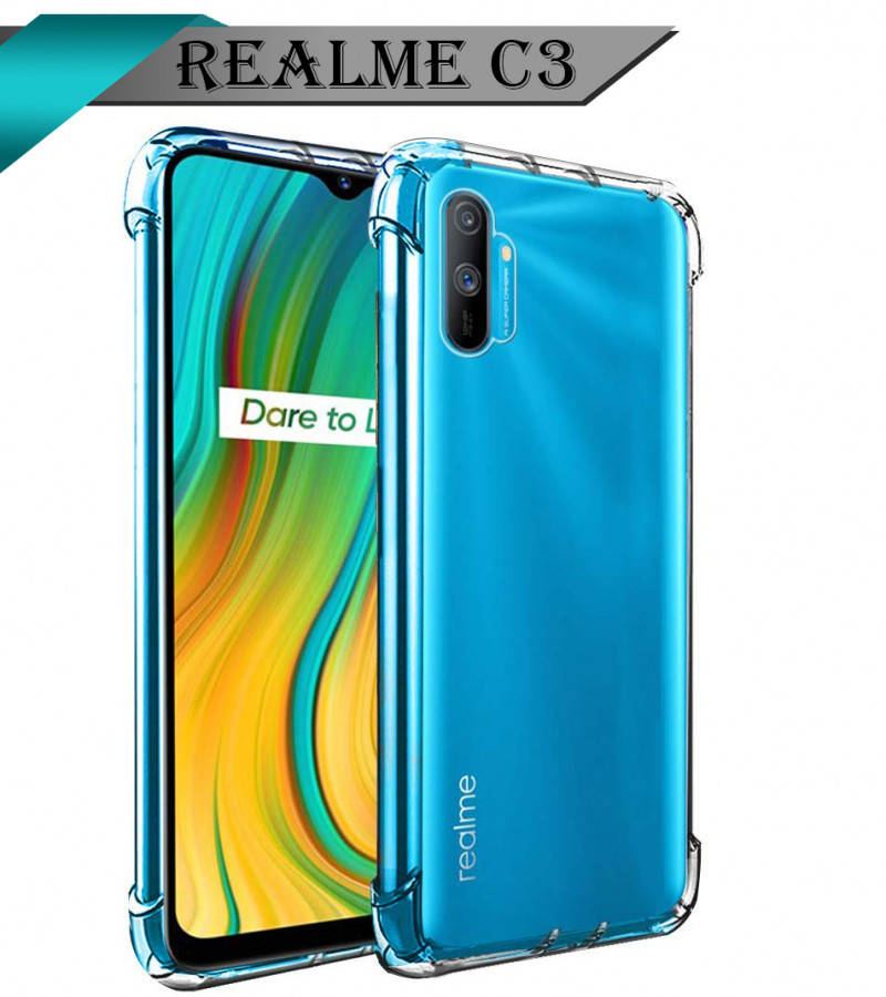 Realme C3 Back Cover Transparent Extra Bumper Anti Shock Soft Clear Case Realme C3