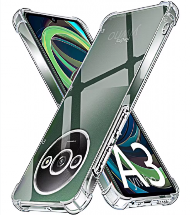 Redmi A3 Back Cover Transparent Extra Bumper Anti Shock Soft Clear Case Redmi A3