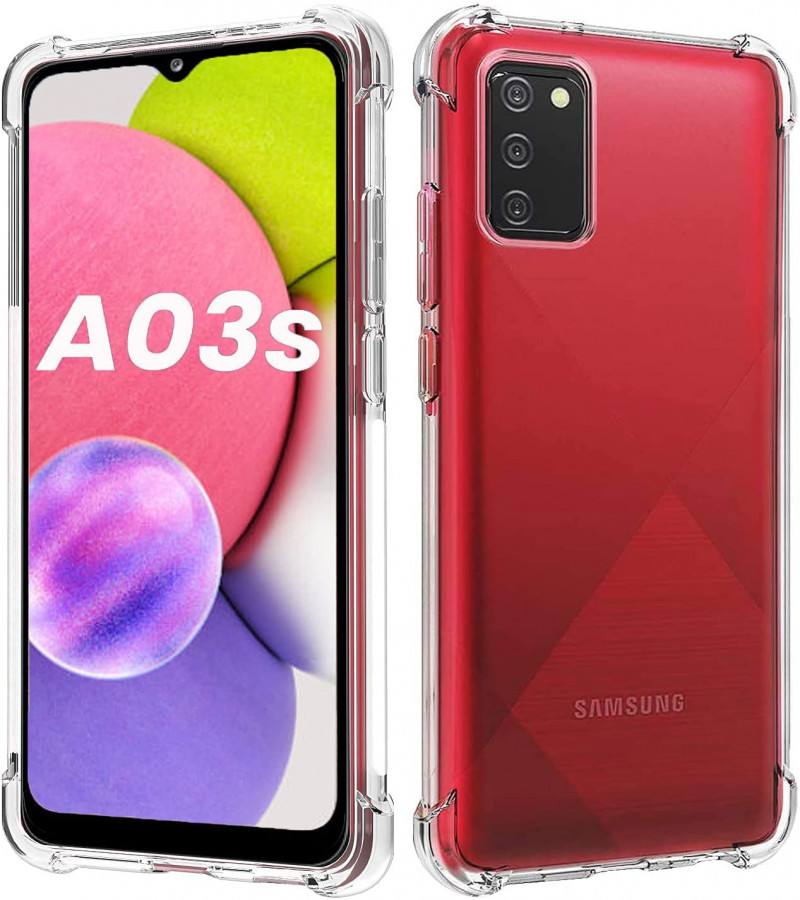 Samsung A03s Back Cover Transparent Extra Bumper Anti Shock Soft Crystal Clear Case Samsung A03s