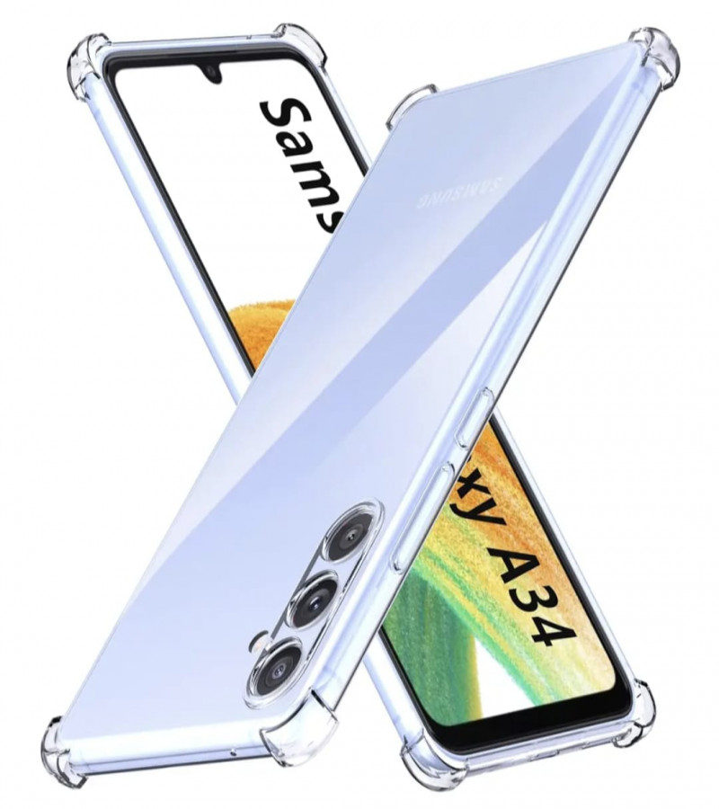Samsung A34 Back Cover Transparent Extra Bumper Anti Shock Soft Clear Case Samsung A34