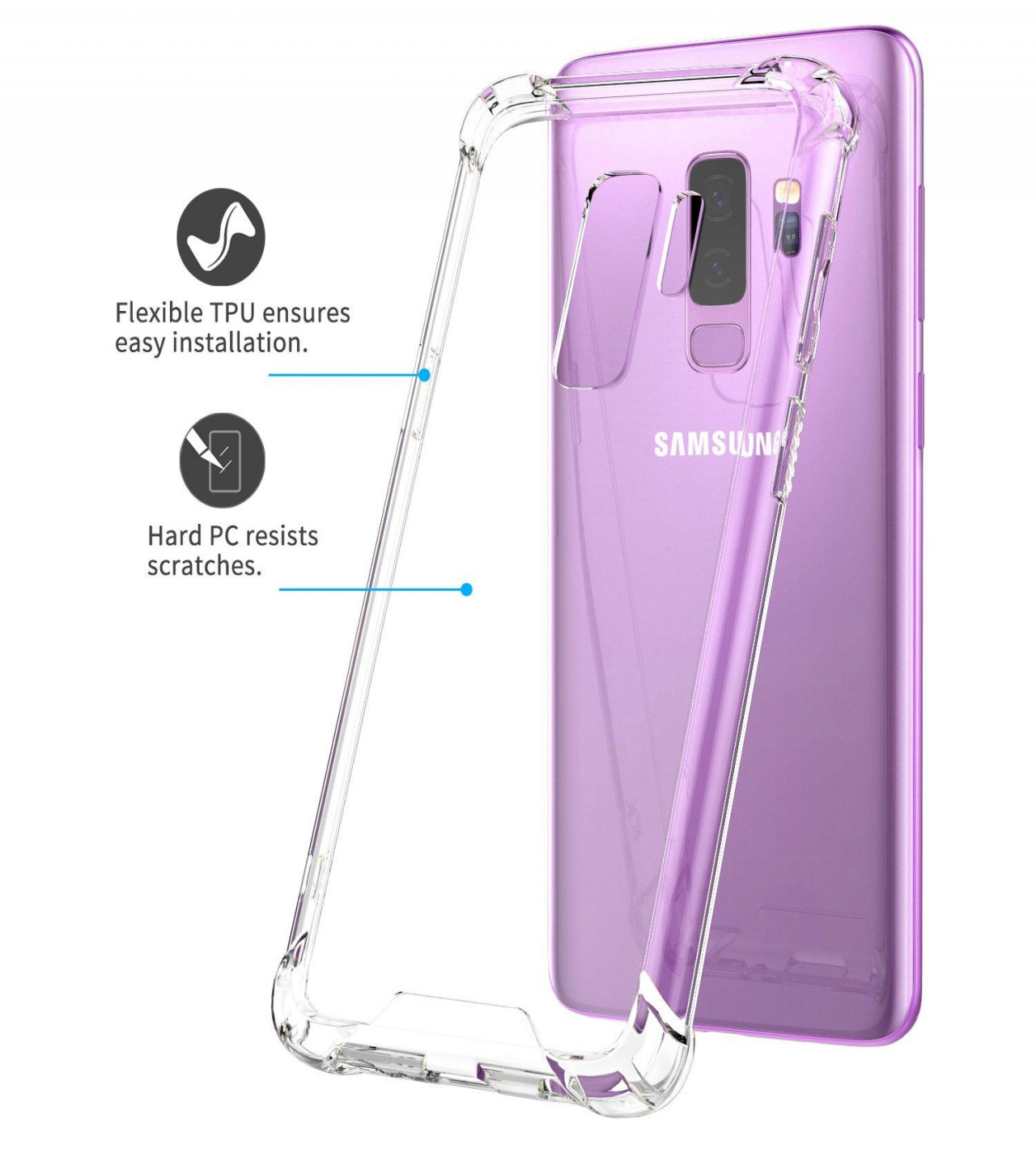 Samsung S9 Back Cover Transparent Extra Bumper Anti Shock Soft Clear Case Samsung S9