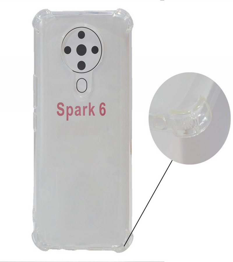 Tecno Spark 6 Back Cover Transparent Extra Bumper Anti Shock Soft Clear Case Tecno Spark 6